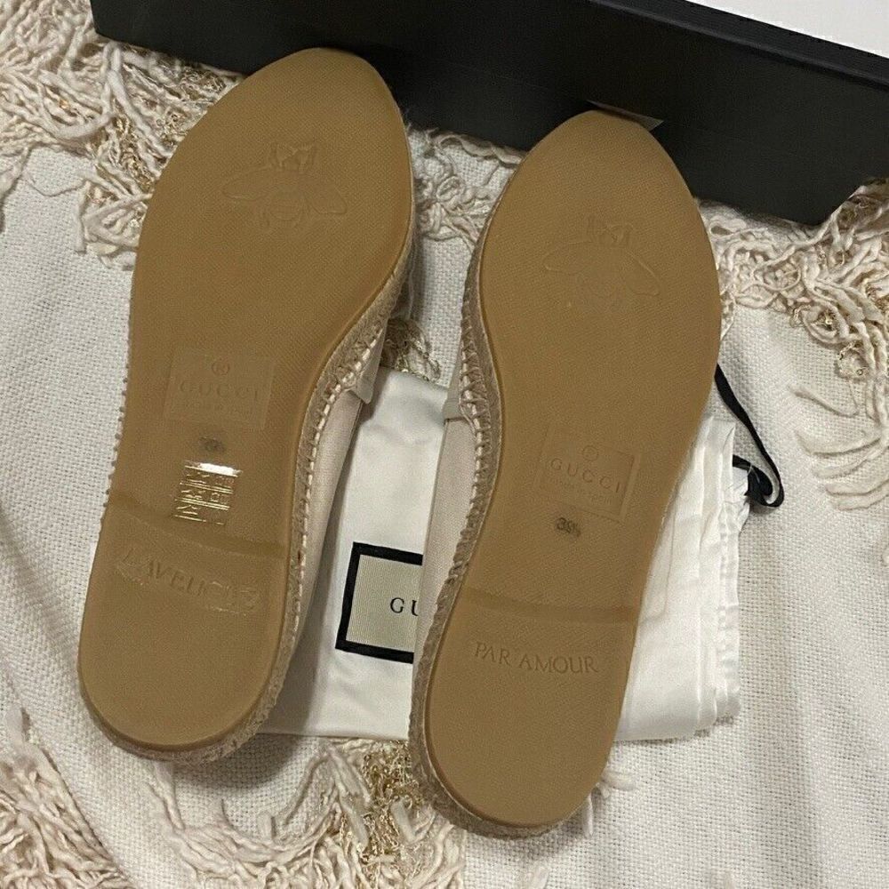 Gucci Logo Canvas Espadrilles Off-White EU 39.5 NEW - Picture 11 of 13